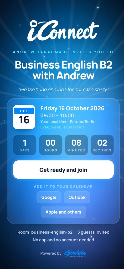 Invitation page on a phone