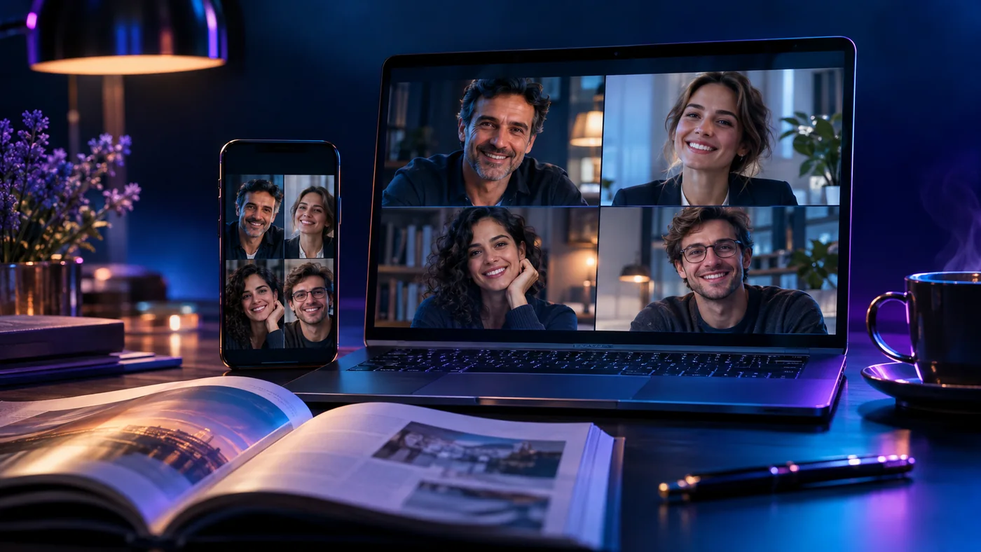 iConnect meeting on a laptop and a phone